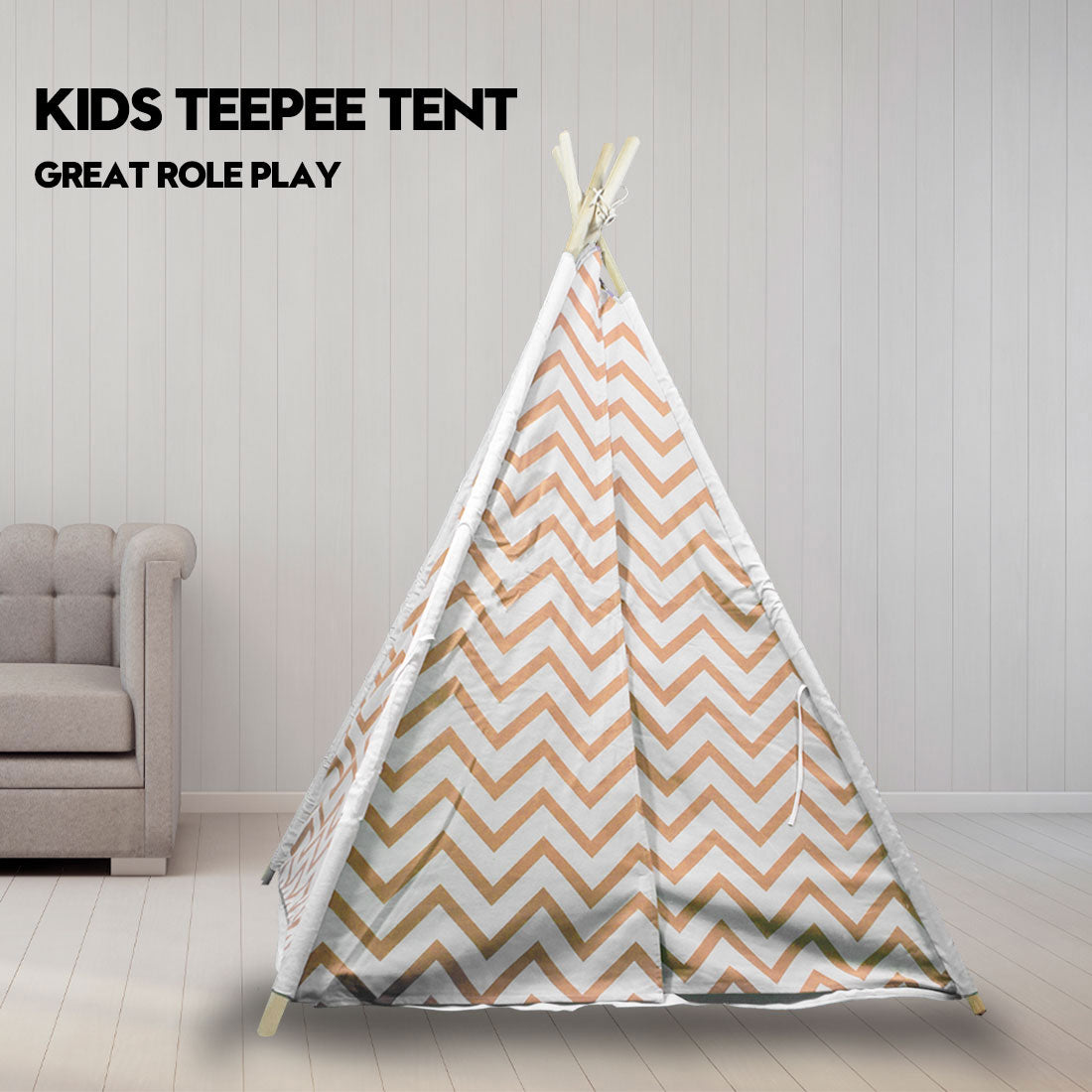 Giant Cotton Canvas Kids Teepee Wigwam - orange