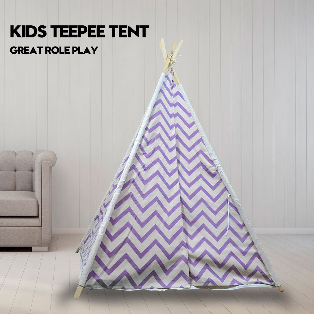 Giant Cotton Canvas Kids Teepee Wigwam - purple