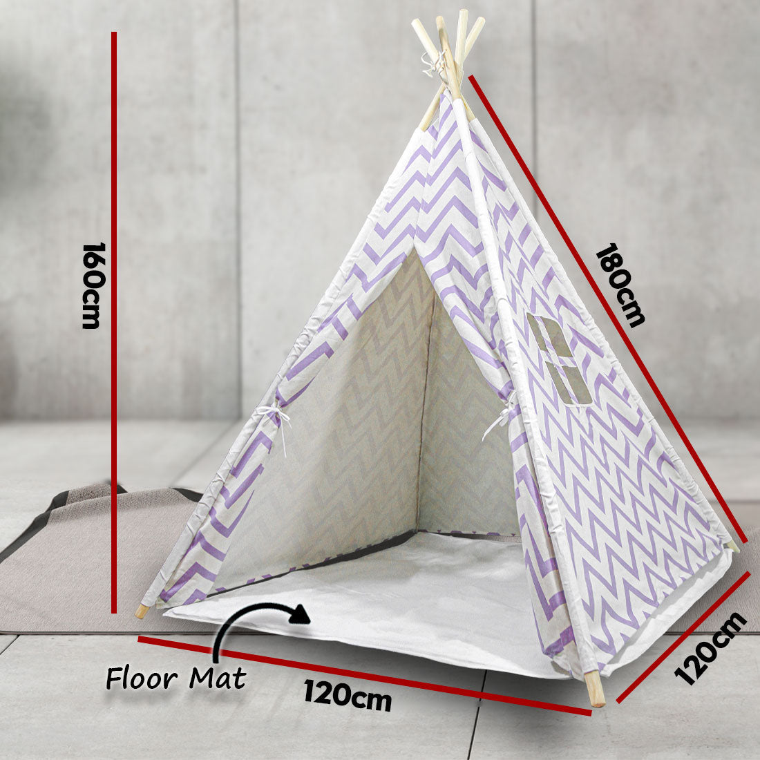 Giant Cotton Canvas Kids Teepee Wigwam - purple