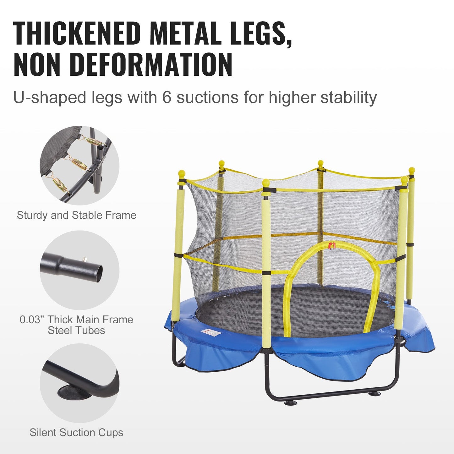 VEVOR 5FT Trampoline for Outdoor Play with Safety Enclosure Net