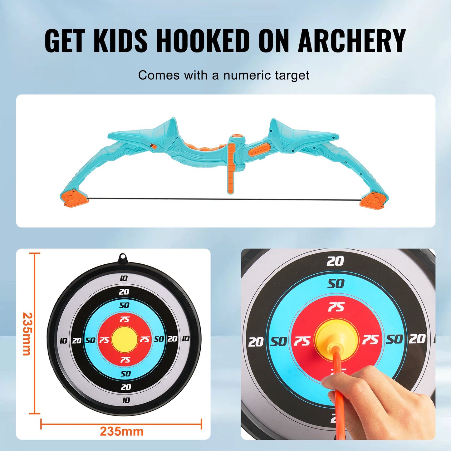 VEVOR Kids Bow and Arrow Set LED Light Up with 10 Arrows