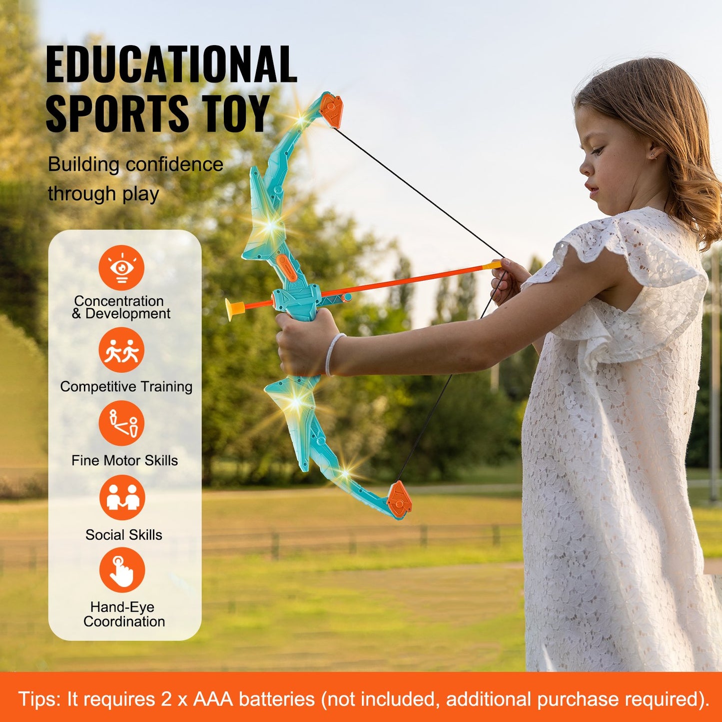 VEVOR Kids Bow and Arrow Set LED Light Up with 10 Arrows