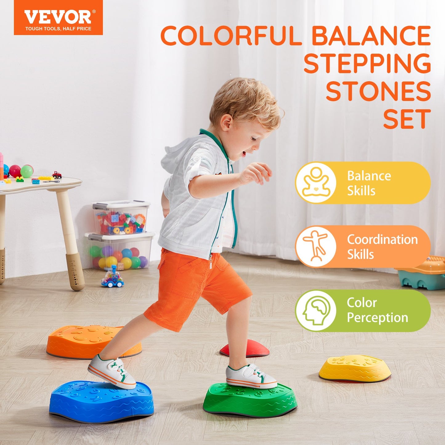 VEVOR Kids Balance Stepping Stones Sensory Obstacle Course 5 PCS