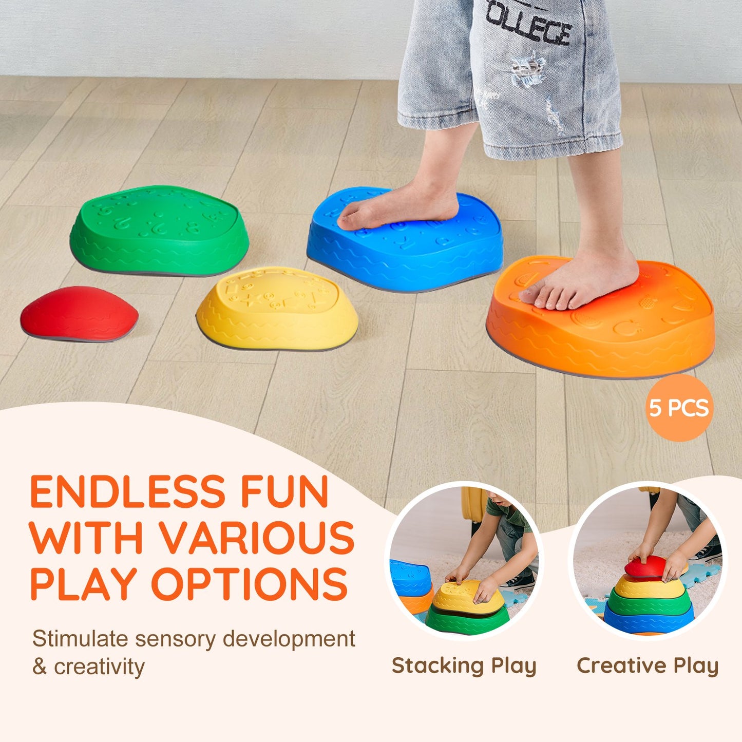 VEVOR Kids Balance Stepping Stones Sensory Obstacle Course 5 PCS