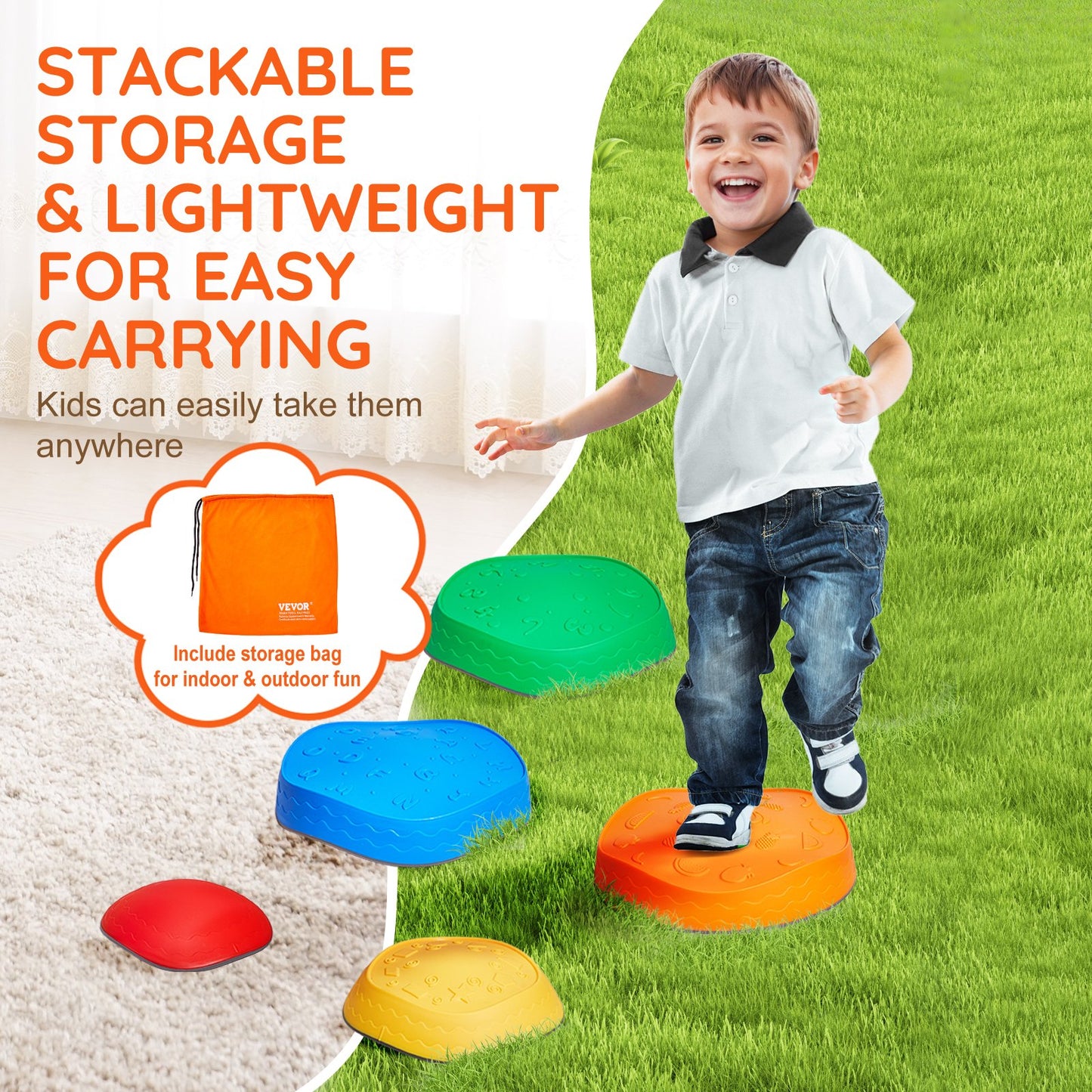 VEVOR Kids Balance Stepping Stones Sensory Obstacle Course 5 PCS