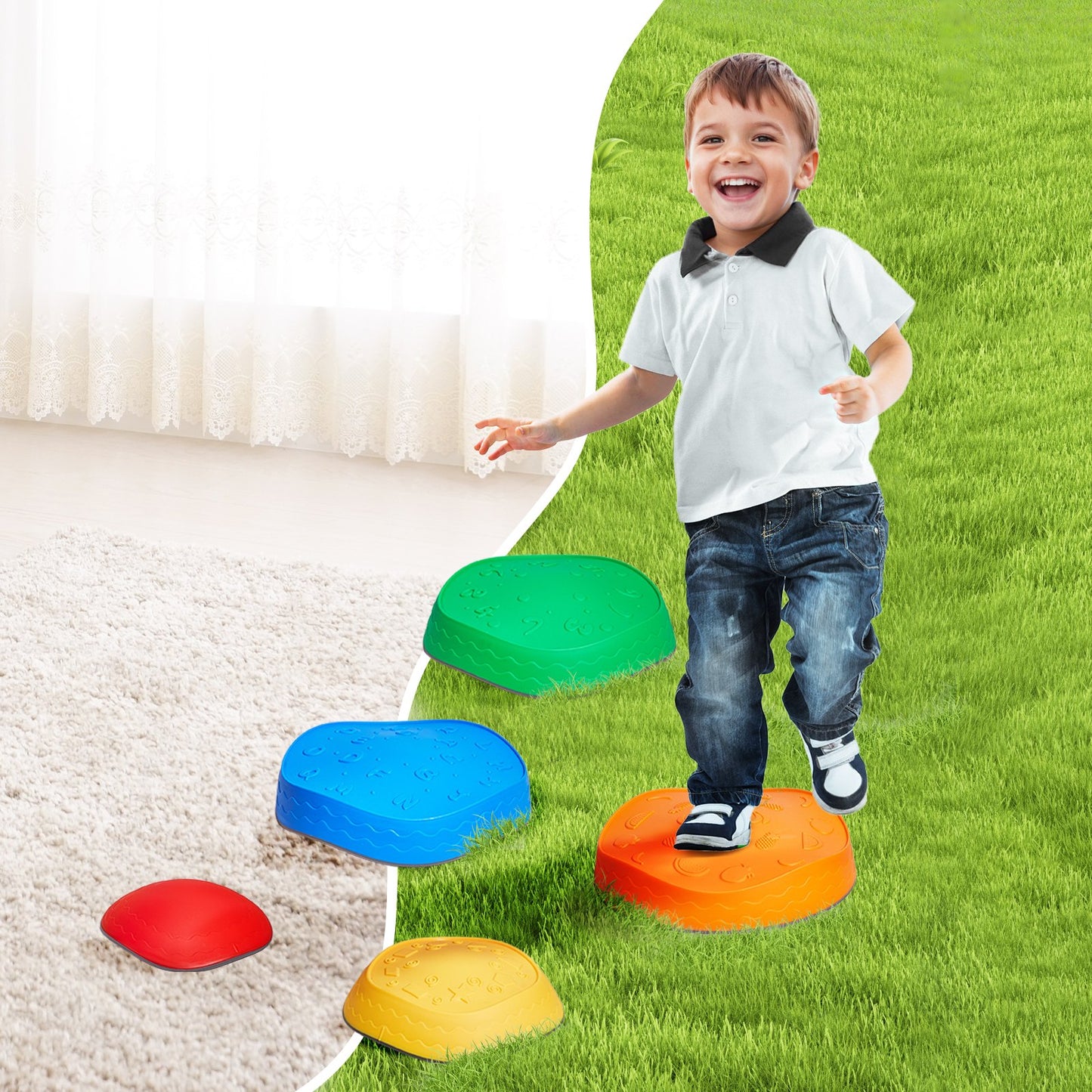 VEVOR Kids Balance Stepping Stones Sensory Obstacle Course 5 PCS