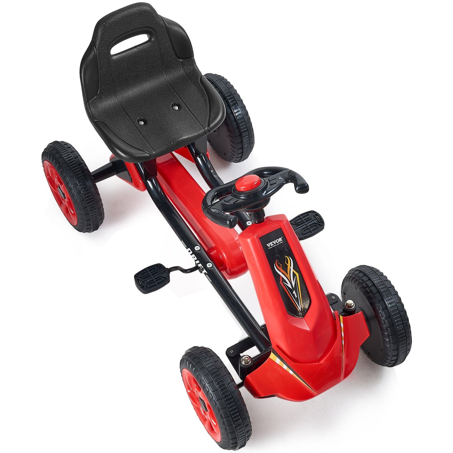 VEVOR Go Kart 4 Wheel Pedal Ride On Toy for Kids Ages 3-8 Adjustable Seat - Red