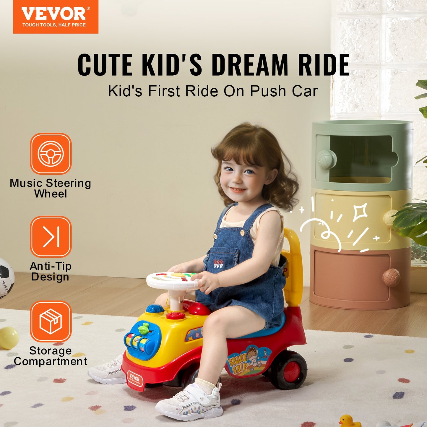 VEVOR Ride On Push Car for Toddlers for Ages 1-3