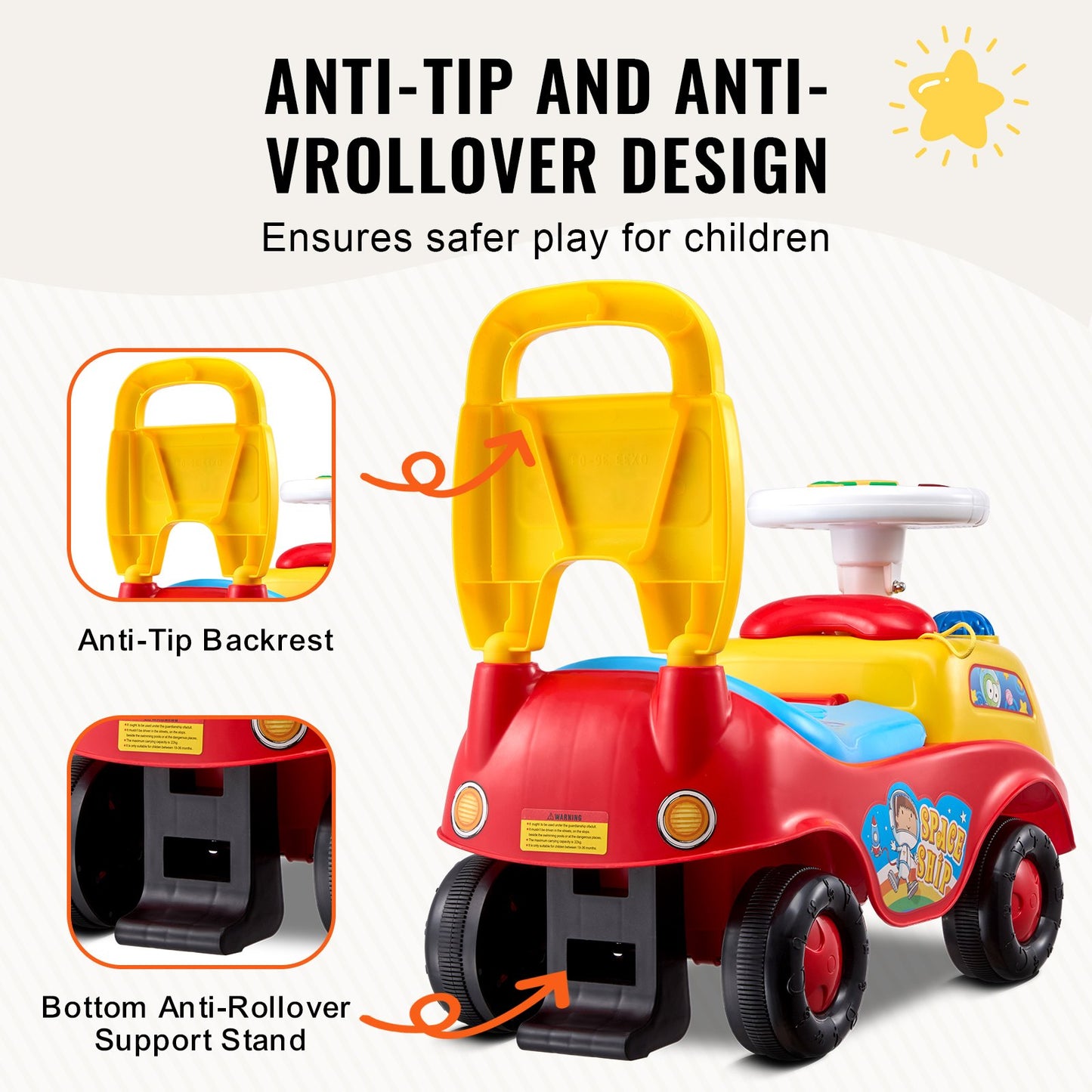 VEVOR Ride On Push Car for Toddlers for Ages 1-3