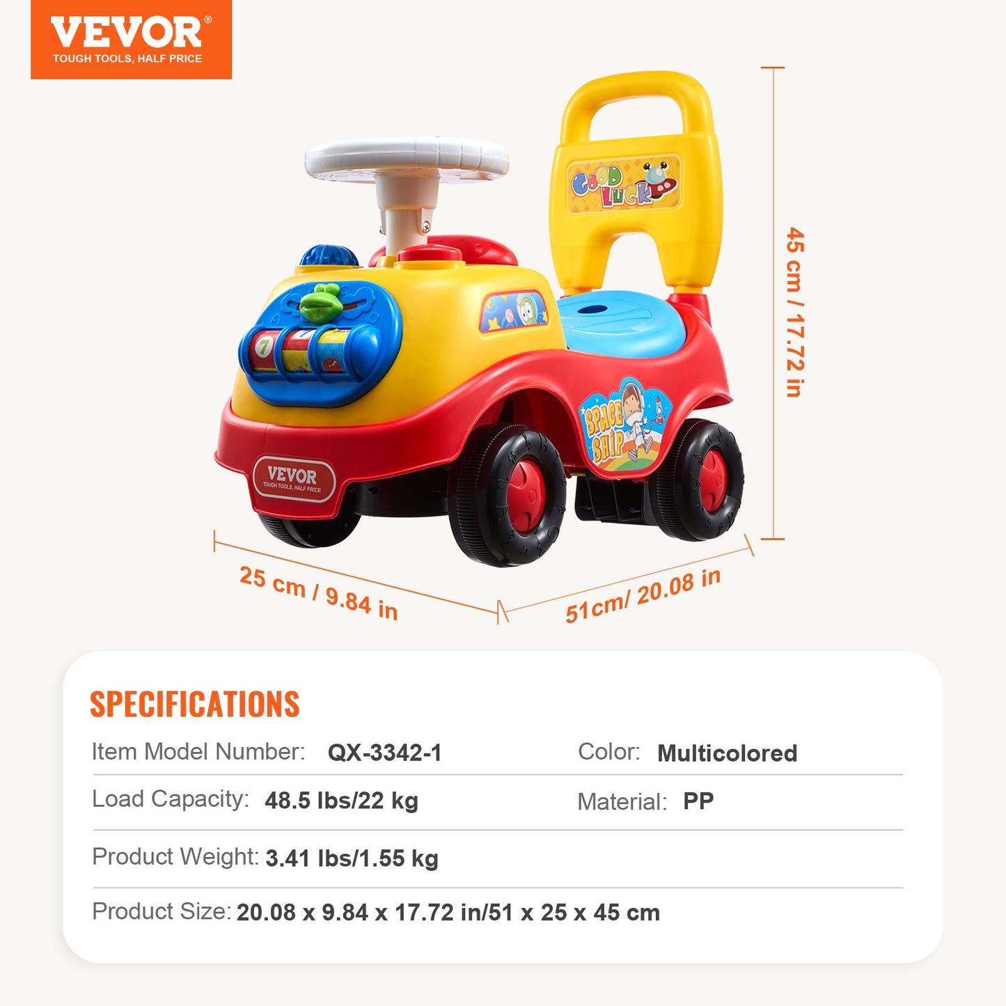 VEVOR Ride On Push Car for Toddlers for Ages 1-3