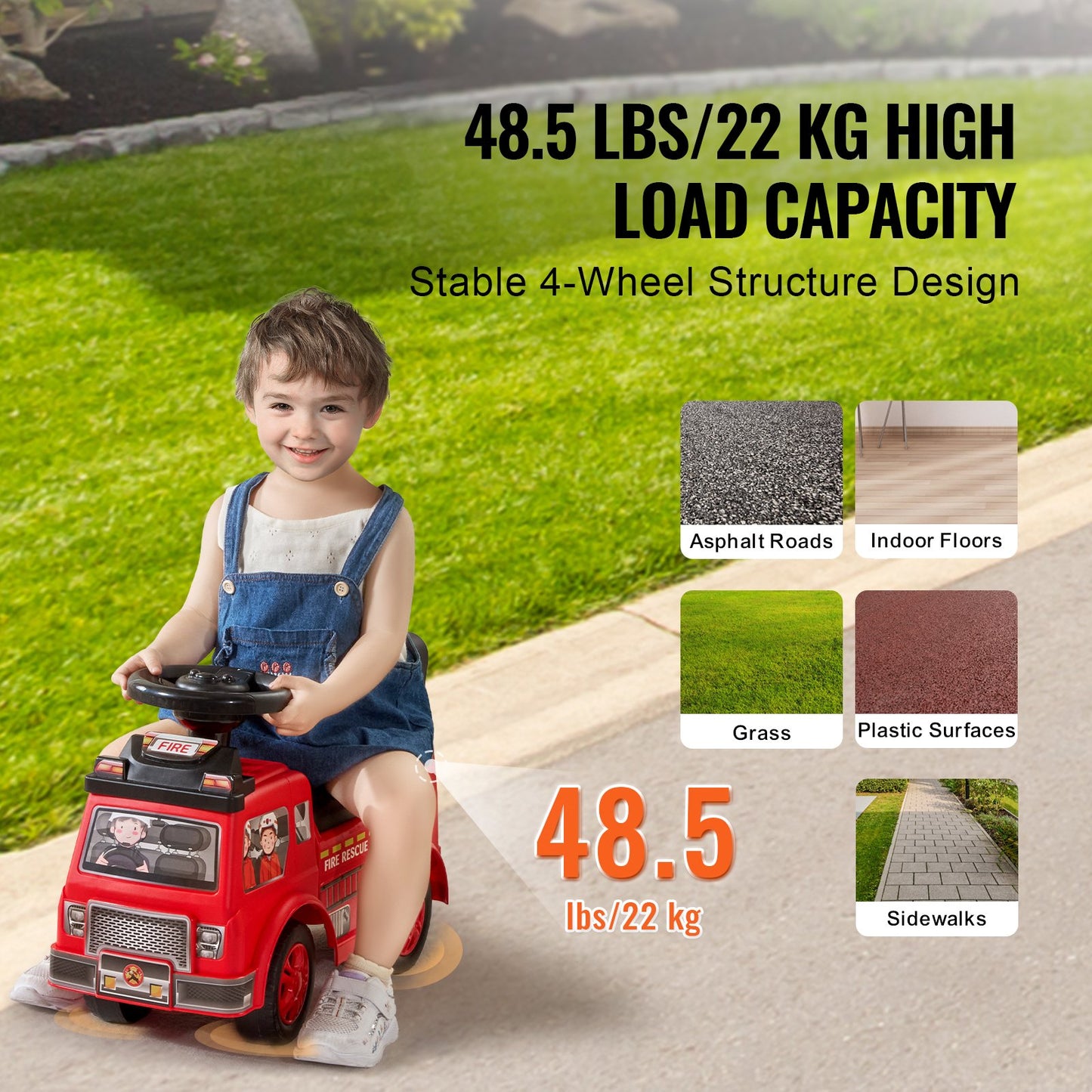VEVOR Ride On Push Car for Toddlers for Ages 1-3 with Music Steering Wheel & Under Seat Storage - Red