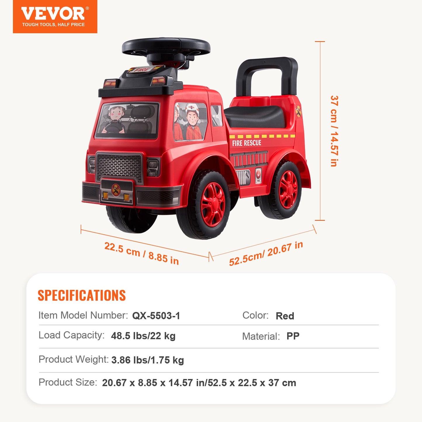 VEVOR Ride On Push Car for Toddlers for Ages 1-3 with Music Steering Wheel & Under Seat Storage - Red
