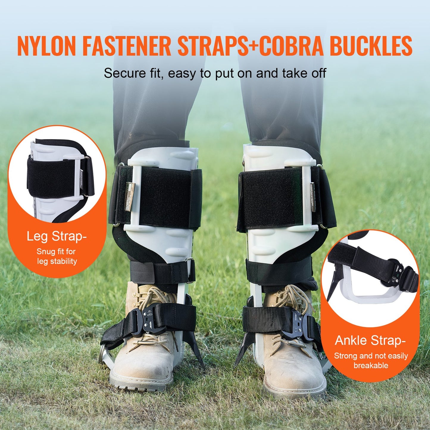 VEVOR Tree Climbing Spikes, 1 Pair Aluminum Climbing Spurs with Straps and Spike Protectors