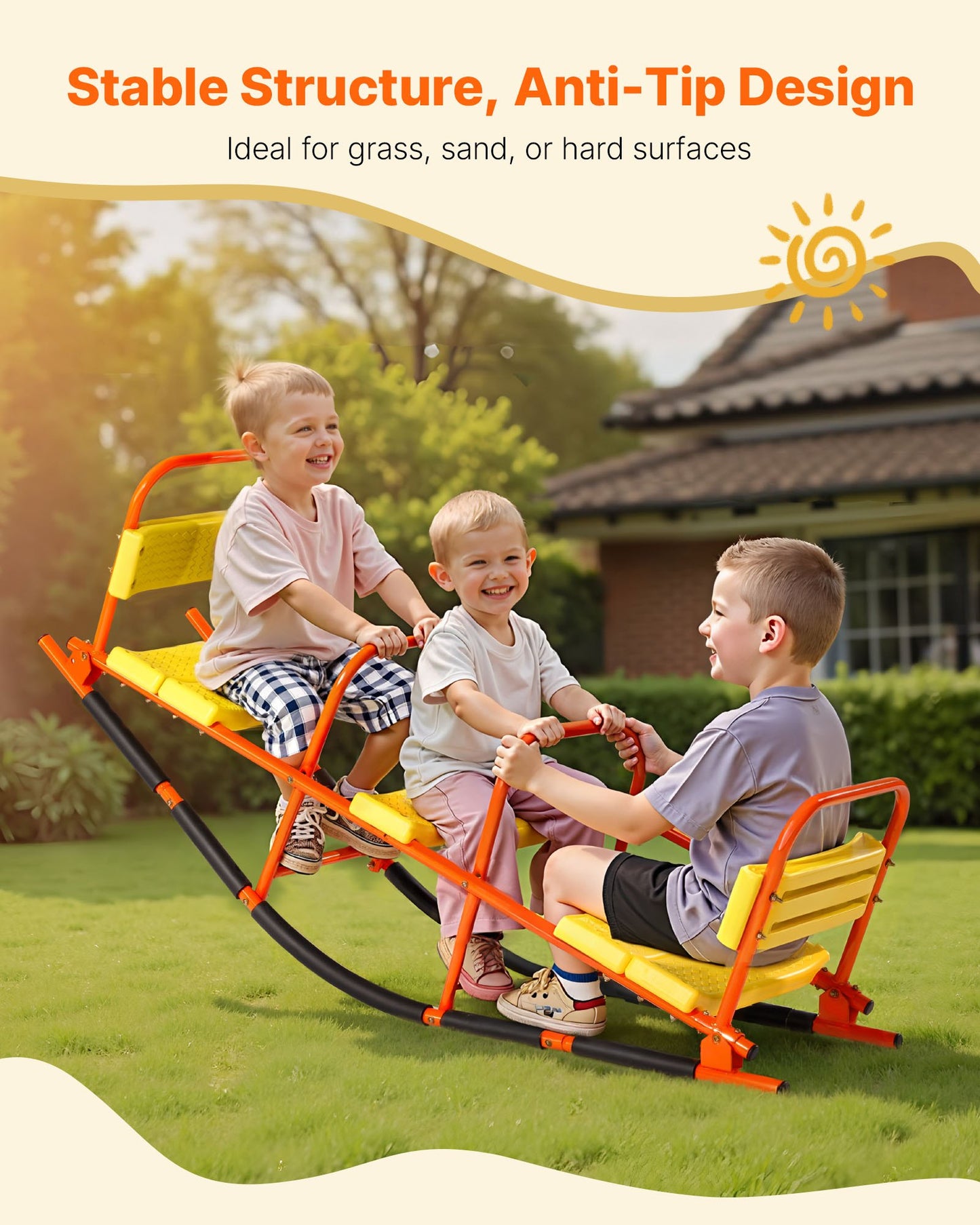 VEVOR Kids Seesaw 90 kg Capacity Metal Rocking Teeter Totter with Handles