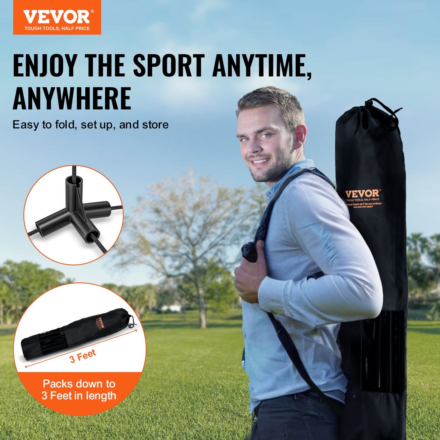 VEVOR Badminton Net, Volleyball Net, Pickleball Net, Tennis Net Set with Poles, Stand and Carry Bag. Height Adjustable and Foldable 10ft Wide
