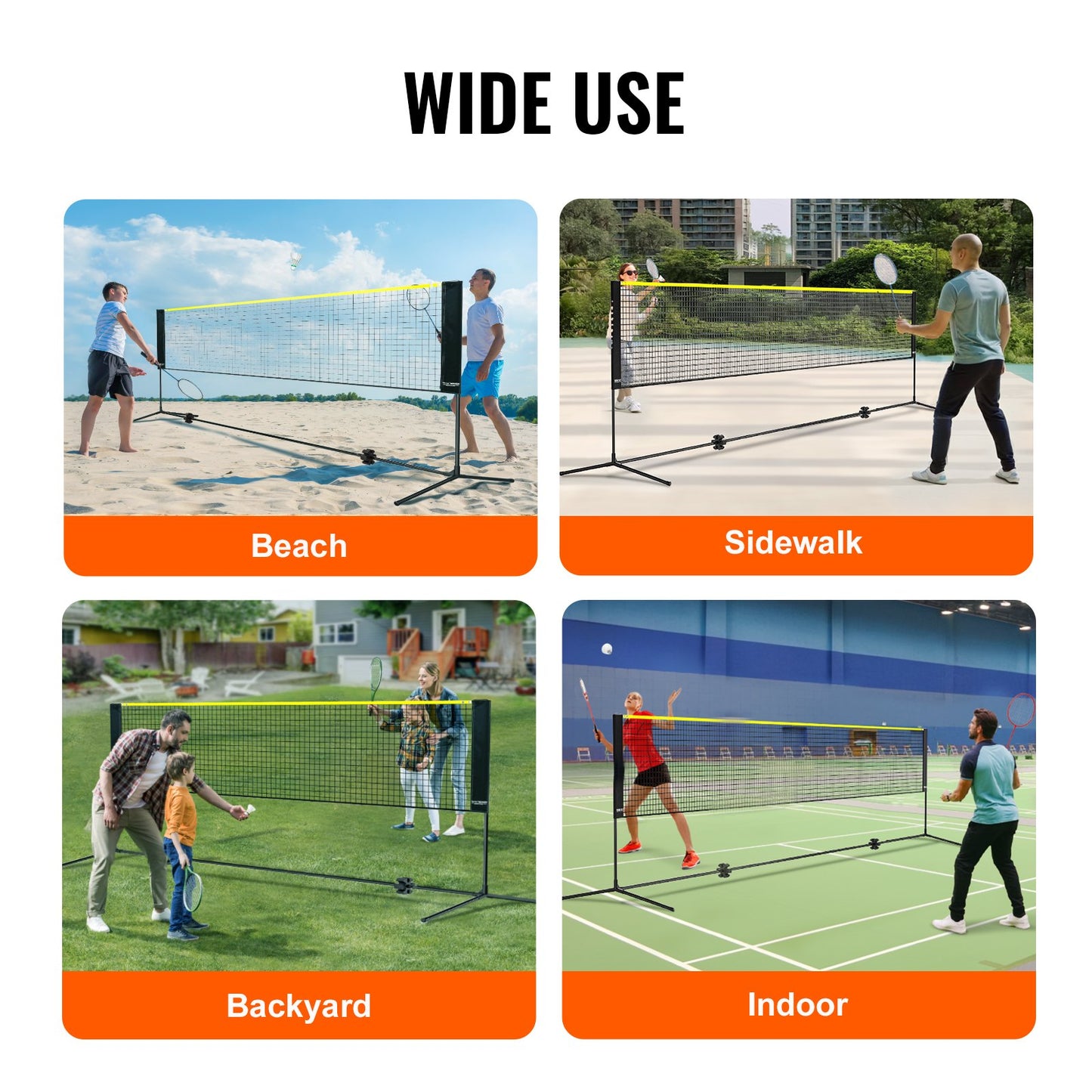 VEVOR Badminton Net, Volleyball Net, Pickleball Net, Tennis Net Set with Poles, Stand and Carry Bag. Height Adjustable and Foldable 10ft Wide