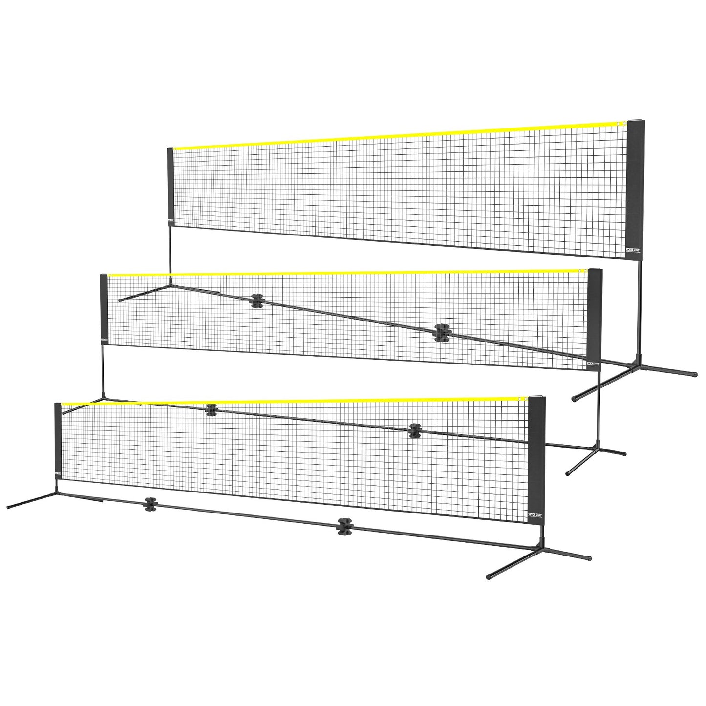 VEVOR Badminton Net, Height Adjustable Volleyball Net, 17ft Wide Foldable Pickleball Net, Portable Easy Setup Tennis Net Set with Poles, Stand and Carry Bag for Outdoor Use